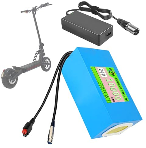 SSCYHT Batterie au Lithium 24 V 10 Ah Batterie Remplacement 10 Ah Batteries Li-ION 24 V Batteries trottinettes pour Skateboards pour Moteurs 50 à 250 W avec Chargeur,24v10ah Anderson