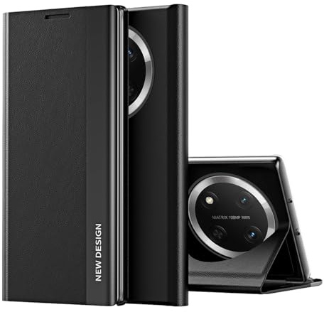 Wigento Für Honor Magic 7 Lite / X9c Design Electroplated Flip Kunstleder Cover Hülle Schwarz