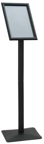 vidaXL Pedestal Poster Stand Silver A4 PVC and Cast Iron, Garden and Terrace, Modern Display Stand, Adjustable Sign Holder, Pedestal, Outdoor, Promotional
