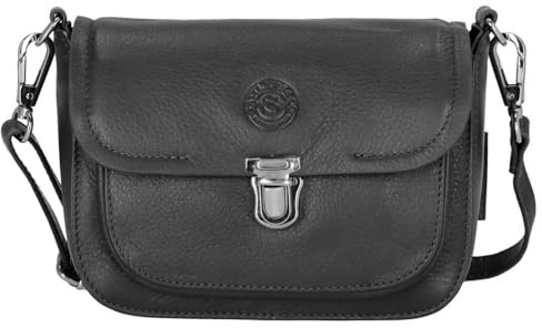 Sattlers & Co. Umhängetasche The Smooth Pachiki | schicke Umhängetasche für Damen | mit längenverstellbarem Schulterriemen | aus echtem Leder (schwarz)