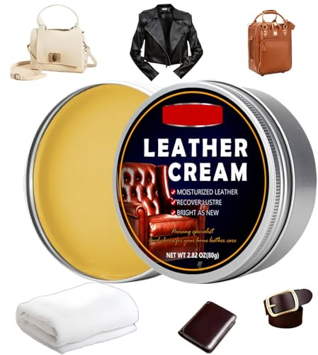 Nuohaya 80G Multi-Functional Cleaning Wax,Leather Cleaner & Conditioner,Deep Cleaning Stain Removal Cream for Sneakers,Leather Restorer Kit with Towel,Car Seat & Sofa Leather Cleaner