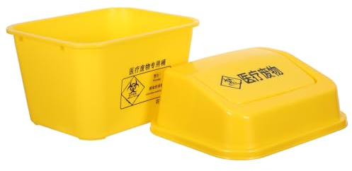IWOWHERO Poubelle à Déchets Médicaux Portable Jaune Bac Plastique 5L Couvercle Pivotant pour Environnements Médicaux et Laboratoires