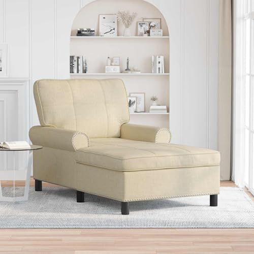 Ziaphsol Creme Lounge-Liege mit Kissen Stoff 91 x 157 x 91 cm, Recamiere Chaiselongue Relaxsessel, gepolsterte Rückenlehne und Armlehnen für Wohnzimmer Schlafzimmer zum Entspannen