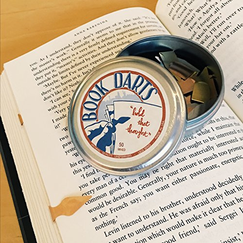 Book Darts Lesezeichen mit 250 Linienmarkierungen (250 gemischte Metall-Bücherpfeile, 2 Dosen mit je 125 Stück)