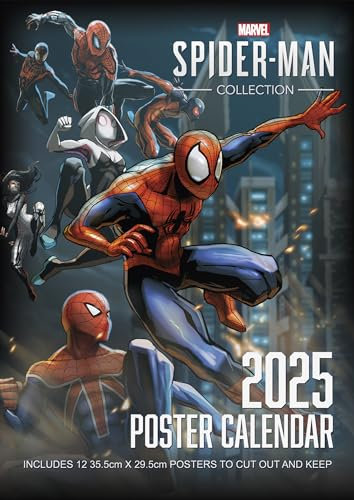Pyramid – Spider-Man 2025 Posterkalender, 29,7x42cm, Kalender mit beliebten Spider-Man-Motiven, je Monat ein Poster, nachhaltig nur mit Papierumschlag, internationales Kalendarium