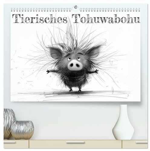 Tierisches Tohuwabohu (hochwertiger Premium Wandkalender 2026 DIN A2 quer), Kunstdruck in Hochglanz: Pencil Sketch Drawings Kalender mit Tieren (CALVENDO Orte)