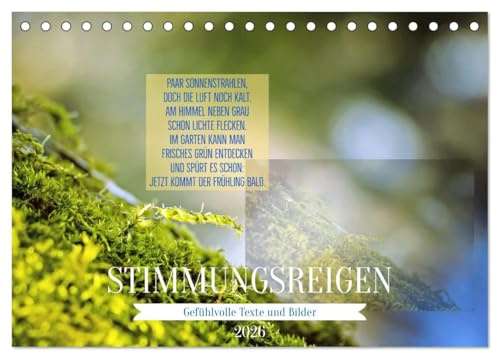 Stimmungsreigen Gefühlvolle Texte und Bilder (Tischkalender 2026 DIN A5 quer), CALVENDO Monatskalender: Vielfältige Stimmungen begleiten uns durchs ... Bild-Text- Kombinationen. (CALVENDO Natur)