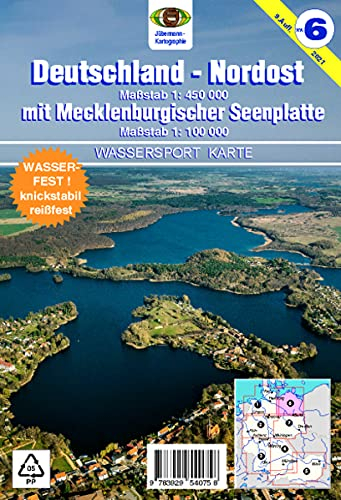 Wassersport-Wanderkarte / Deutschland Nordost für Kanu- und Rudersport: Kanu-und Rudersportgewässer / 1:450000. Mit Karte Mecklenburg 1:100000 (Wassersport-Wanderkarte: Kanu-und Rudersportgewässer)