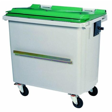 Rossignol Conteneur Korok 4 roues - barre ventrale, Couleur:Gris/Vert;Capacité:660L