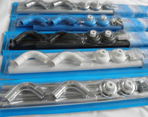 KS Handel 24 3er Alu Winkelstange Duschvorhangstange/Silber glänzend, Ø 27 mm