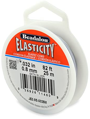 Filo Elastico Beadalon Elasticità, 0,8 Millimetri, 25 m, Argento Satinato