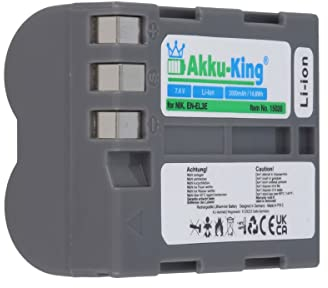 Akku-King Akku kompatibel mit Nikon EN-EL3e, EN-EL3e-2 - Li-Ion 2000mAh - für D100 SLR, DSLR D700, D50, D100, D90, D80, D300, D70, D70s, D200, D300S