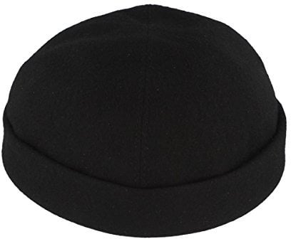 Bullani Docker-Cap Docker-Mütze Seemannsmütze aus 100% Wolle Schwarz - Gr- 64