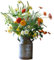 Bloom Artificial Orange Red White Marigold Flower Arrangement - Faux Silk Flowers That Look Real, Rustic Wedding Flowers & Decorations, Artificial Foliage In Vase, Home Decor Centrepiece