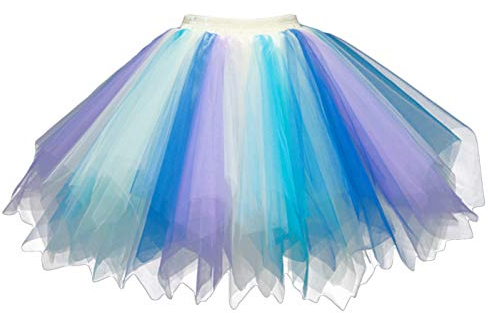 FEOYA Damen Kurz Retro Petticoat Rock Ballett Blase 50er Tutu Unterrock Tütü Abschlussball Tanzkleid Party Minirock Tüllrock