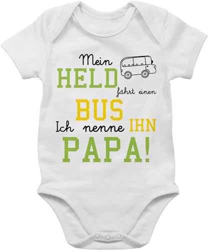 Shirtracer - Baby Body Kurzarm - Sprüche - Mein Held fährt Bus