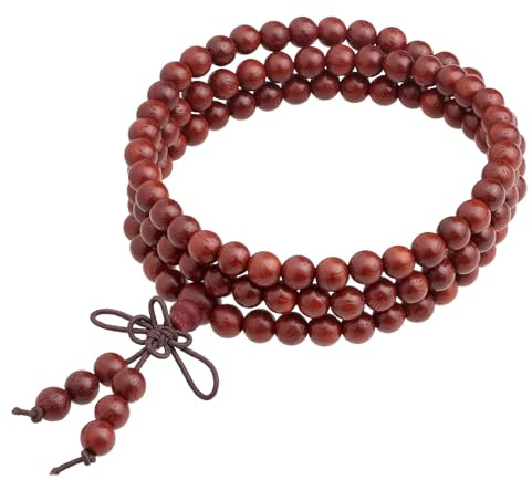 mookaitedecor Elastisches Holz Armband Mala Kette 108 Perlen Gebetskette | Buddhistische Kette, Tibetische Gebetskette Buddhismus, Halskette Buddha Kette für Yoga Meditation