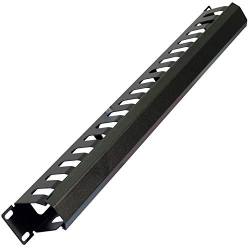 19 1U Cable Tidy Management Blanking Rack Patch Panel – Vented Equipment Data Cabinet Module Plate Mount – Black Metal Cooling Empty Unit Cover & Fixing Screws