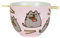 Enesco 6004629 Pusheen by Our Name is Mud Ramen Bowl and Chopsticks Set, Stoneware, Pink, 18 fluid ounces