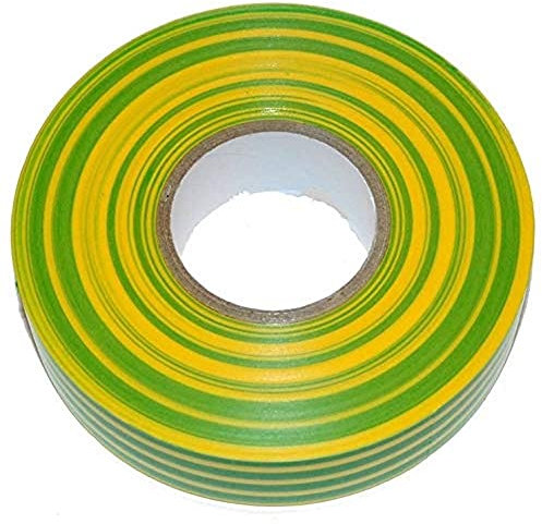 Merriway BH07518 - Cinta aislante eléctrica (PVC, 19 mm x 5 m), color verde y amarillo