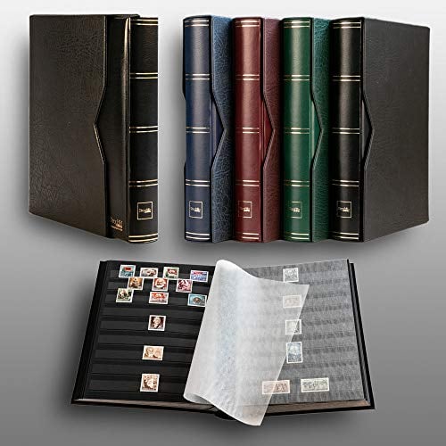 Prophila 60 Schwarze Seiten Briefmarkenalbum wattiert mit Kassette schwarz