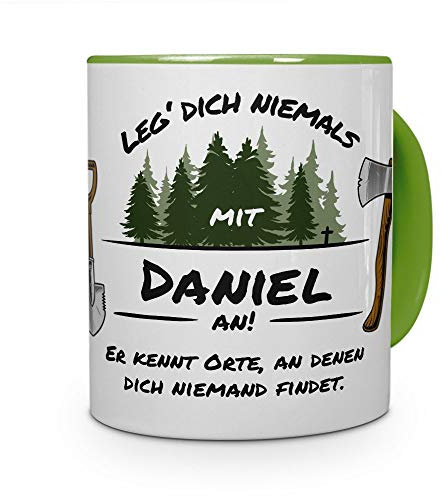 printplanet Tasse - Leg Dich Nicht mit Daniel an - Namenstasse, Kaffeebecher, Mug, Becher, Kaffeetasse - Farbe Grün
