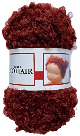 De witte Engel Puppenhaar Mohair Blouclé Garn für Waldorf/Steiner Puppen 50g (Rotbraun)