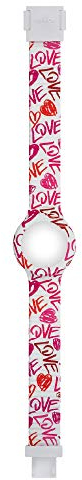 HIP HOP CINTURINO, COLLEZIONE HEART & LOVE, donna, QUADRANTE 32MM,REGOLABILE IN SILICONE STAMPATO BIANCO HBU0975