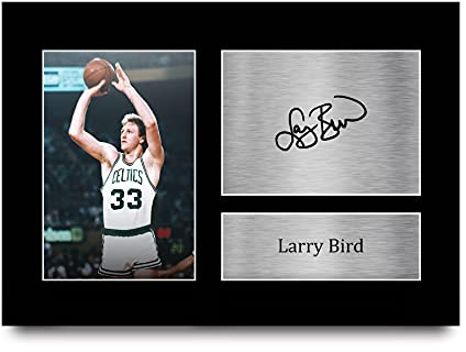 HWC Trading A4 Larry Bird Celtics Wandbild Signiertes Foto Sport-Dekoration für Wohnzimmer