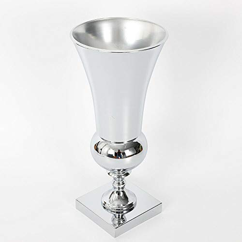 Blumenvase, 50/60cm Eisen Luxus Blumenhochzeit Atemberaubende Deko Blumenvasen Vase Hochzeitstisch Bauernsilber Metallvase-Silber (50cm)