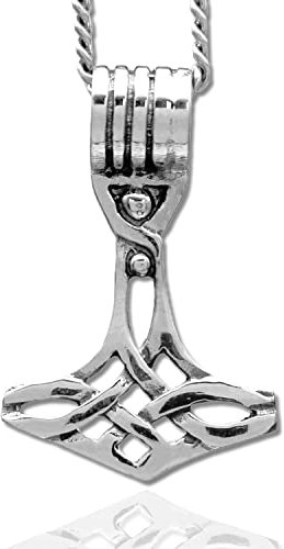 Genuine 925 Sterling Silver Personalised Thor’s Hammer Necklace/Norse Viking Necklace/Free Engraving Service/Quality Handmade Silver - KIMNKIM D17-1
