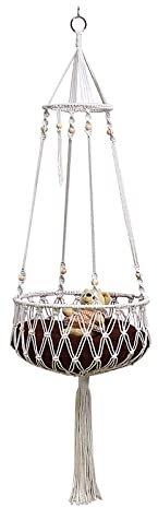 Handmade Hanging Cat Bed Cotton Durable Fringed Bedside Bohemian Basking Hammock Cat Window Perch for Indoor Free Installation Swing Bed