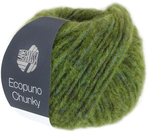 LANA GROSSA Ecopuno Chunky | Superleichtes, flauschiges Effektgarn mit Baby Alpaka | Handstrickgarn aus 33% Schurwolle (Merino) & 19% Alpaka | 50g Wolle zum Stricken & Häkeln | 70m Garn FB 121
