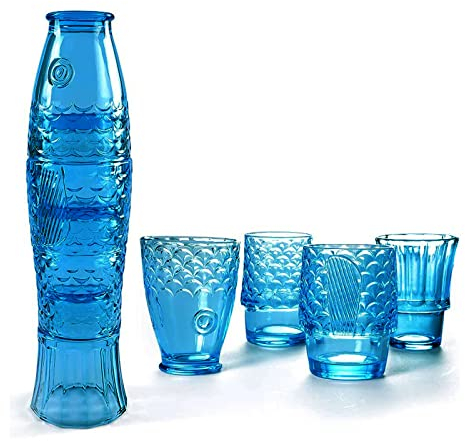 ZOEDT Vasos apilables con Forma de pez Koi, Juego de 4 Vasos de Cristal Coloridos, Proceso de galvanoplastia, Forma Exquisita, duraderos, para refrescos, jugos, Leche, Coca Cola, Cerveza, licores