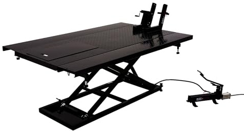 Motorcycle Lift Table, Hydraulic, Pneumatic, 1,500 lb, Extra-Wide for ATV, Scissor, 31.25 H, Jack, Black Widow