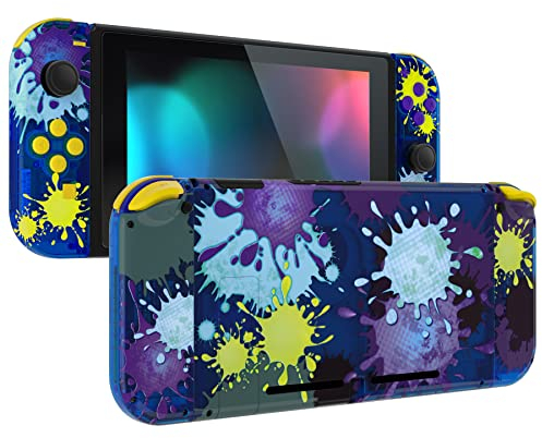 eXtremeRate Hülle Case für Nintendo Switch Joycon/Konsole, Joy Con Abdeckung & Tasten & Console Rückgehäuse & Kickstand, DIY-Ersatz Shell für Nintendo Switch-Splat Paint Stil