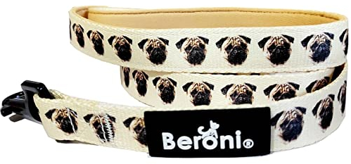 Hundeleine Mops Mopsleine zum Hundegeschirr oder Halsband 1.50 cm lang verstellbar gepolstert hochwertig Leine Hund beige Hundeleine