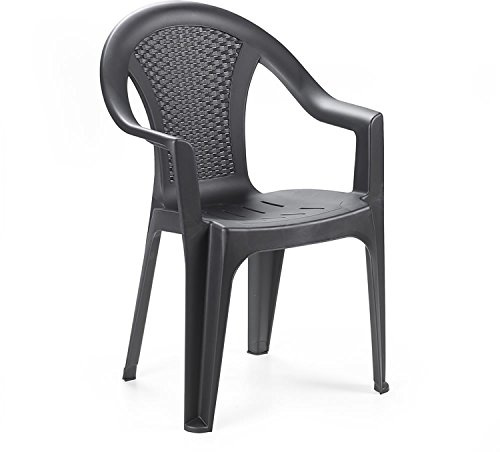 INDA-Exclusiv Stapelstuhl Gartenstuhl Gartenstuhl Bistrostuhl Gartensessel stapelbar Rattan-Optik Balkonmöbel Gartenmöbel Anthrazit, Farben:Anthrazit
