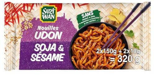 SUZI WAN Nouilles Précuites WOK Udon Soja Sésame (2x160g)