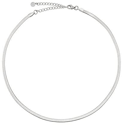 GD GOOD.designs EST. 2015 Catena a serpente da donna - collana piatta senza pendente in argento, oro, oro rosa I catena a serpente (3 cm di larghezza)