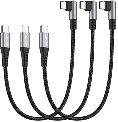 HOTNOW corto Cable USB C a USB C de 0,3 m 3 piezas, 30 cm ángulo recto Descarga parcial 60W USB 2.0 Línea de carga rápida Para equipos de tipo C