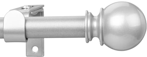 Barra de cortina extensible plateada, juego de accesorios de barra de cortina de 1,6 cm, barra de cortina individual ajustable con remates redondos para cortinas con ojales (70 a 350 cm)
