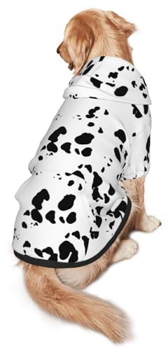 Hundekostüm mit Dalmatiner-Aufdruck, niedlicher Tier-Gepunkteter Hunde-Druck, Winterkleidung, Pullover, Halloween, Rollenspiel-Kostüm mit Tasche, Haustier-Winter-Kapuzenpullover, Größe L
