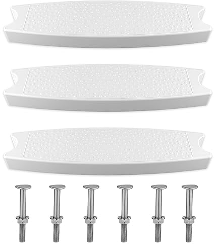 3pcs Marches d'Échelle de Piscine, Robuste Plastique Échelle de Piscine Remplacement des Marches d'Échelle de Piscine avec 6 Vis pour la Plupart des Échelles Enterrées et Hors Sol (Blanc)