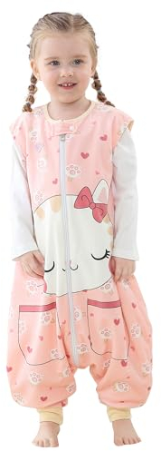HAHASHOW Baby Schlafsack mit Füßen Mädchen und Junge Schlafstrampler Schlafsack mit Beinen 5-6 Jahre Kat