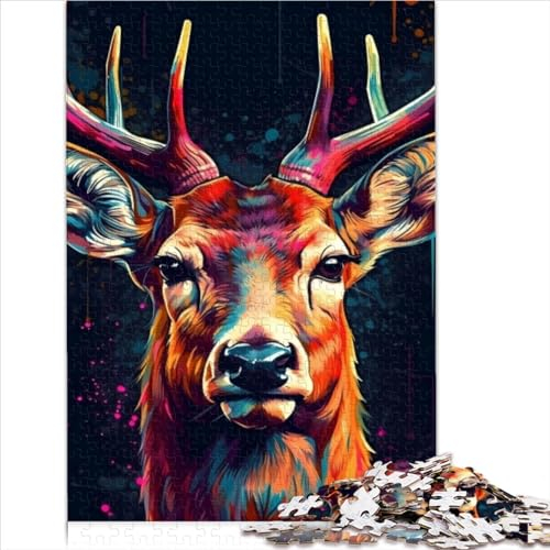 Game Gift Jigsaw 1000 Piece Jigsaws for Adults Deer Animal Wooden Puzzles for Adults & for Kids Age 12 and Up Educational Stress Relief Toy Puzzle 1000pcs(50x75cm)