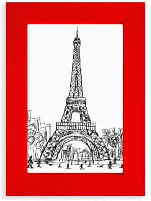 Bilderrahmen Eiffelturm, quadratisch, Frankreich, Paris, Rot