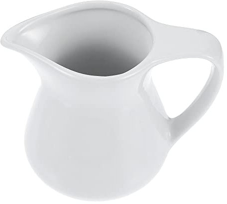 Cream & Milk Jugs, Ceramic Milk Jug Coffee Frothing Cup with Handle Sauce Jug Ceramic Milk Cup Sharp-mouthed Cream Cup Kitchenware Container Milk(Color:White)