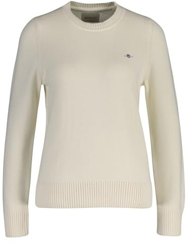 Gant Damen Classic Cotton C-Neck Pullover, Cream, 36