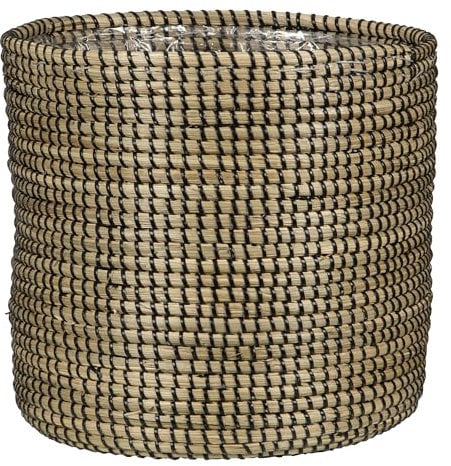 Scheurich Seegras 22, Korbgefäß/Korb-Pflanzgefäß/Korbtopf aus Seegras Farbe: Black, 22 cm Durchmesser, 19,5 cm hoch, 7,5 l Vol.